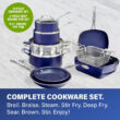 Blue 20 Piece Aluminum Non Stick Cookware & Bakeware Set with Ultra Nonstick Surface, Oven & Dishwasher Safe, Blue