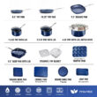 Blue 20 Piece Aluminum Non Stick Cookware & Bakeware Set with Ultra Nonstick Surface, Oven & Dishwasher Safe, Blue