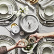 Opus 45 Piece Flatware Set Polished, Mirrored