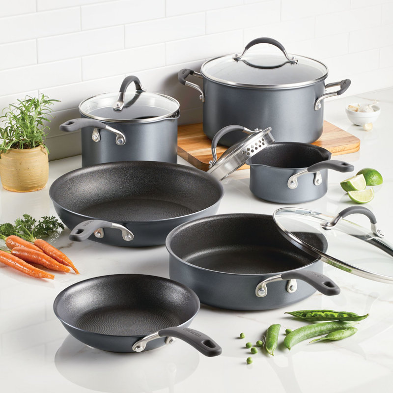 Circulon ScratchDefense with ScratchDefense Nonstick Induction Pots and Pans Cookware Set, 10 Piece, Graphite Circulon ScratchDefense with ScratchDefense Nonstick Induction Pots and Pans Cookware Set, 10 Piece, Graphite