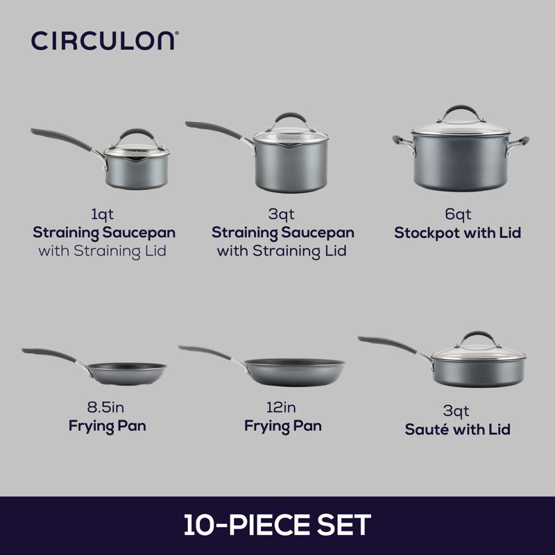 Circulon ScratchDefense with ScratchDefense Nonstick Induction Pots and Pans Cookware Set, 10 Piece, Graphite Circulon ScratchDefense with ScratchDefense Nonstick Induction Pots and Pans Cookware Set, 10 Piece, Graphite