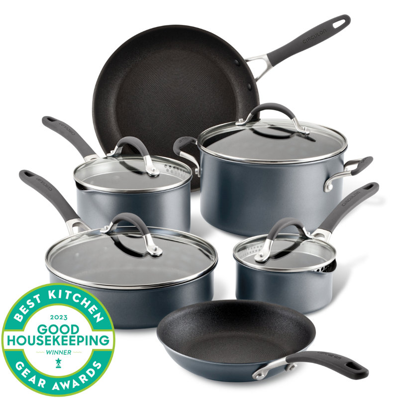 Circulon ScratchDefense with ScratchDefense Nonstick Induction Pots and Pans Cookware Set, 10 Piece, Graphite Circulon ScratchDefense with ScratchDefense Nonstick Induction Pots and Pans Cookware Set, 10 Piece, Graphite