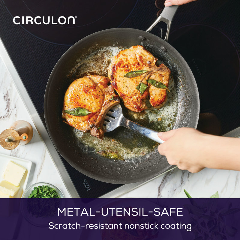 Circulon ScratchDefense with ScratchDefense Nonstick Induction Pots and Pans Cookware Set, 10 Piece, Graphite Circulon ScratchDefense with ScratchDefense Nonstick Induction Pots and Pans Cookware Set, 10 Piece, Graphite