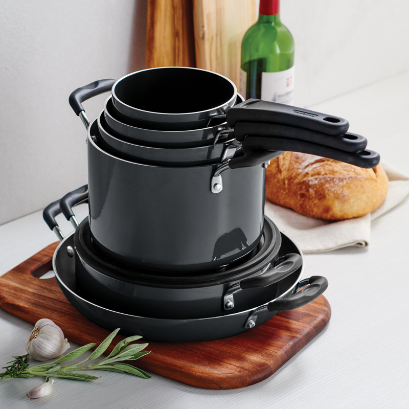 Tramontina Aluminum Non Stick 11 Pc Nesting Cookware Set, Gray