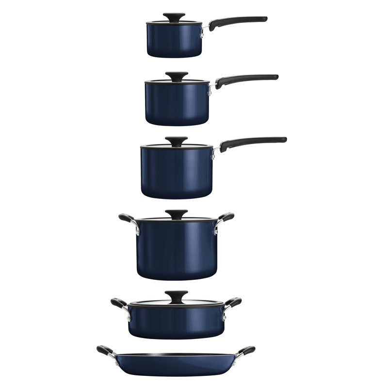 Tramontina Aluminum Non Stick 11 Pc Nesting Cookware Set, Navy