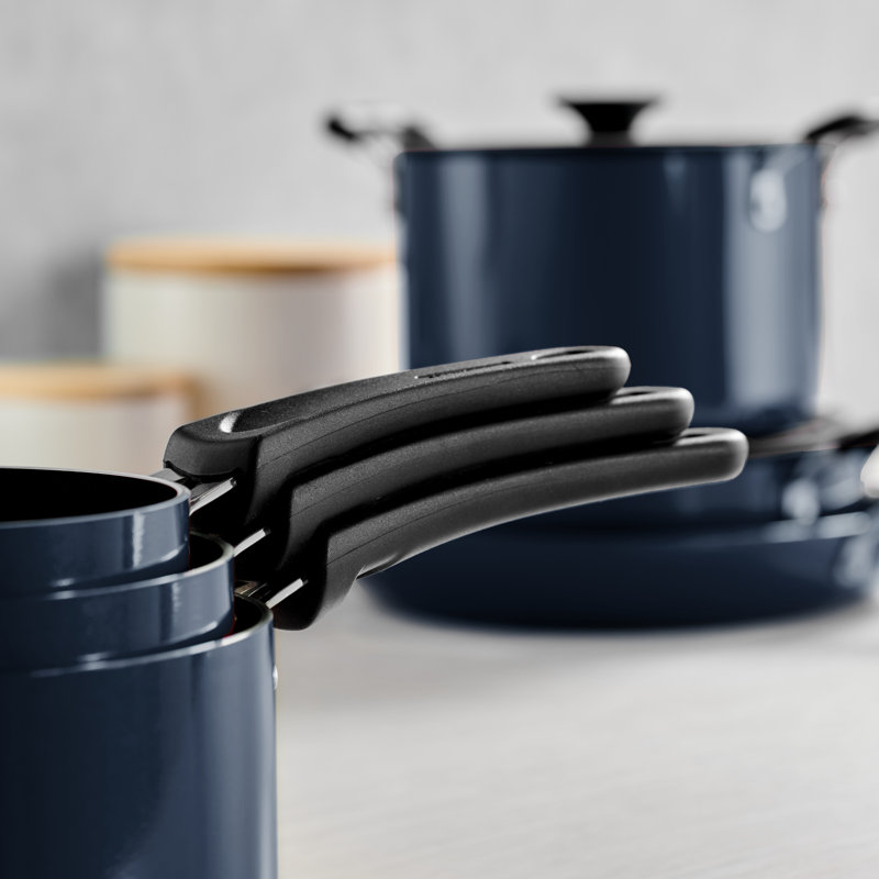 Tramontina Aluminum Non Stick 11 Pc Nesting Cookware Set, Navy