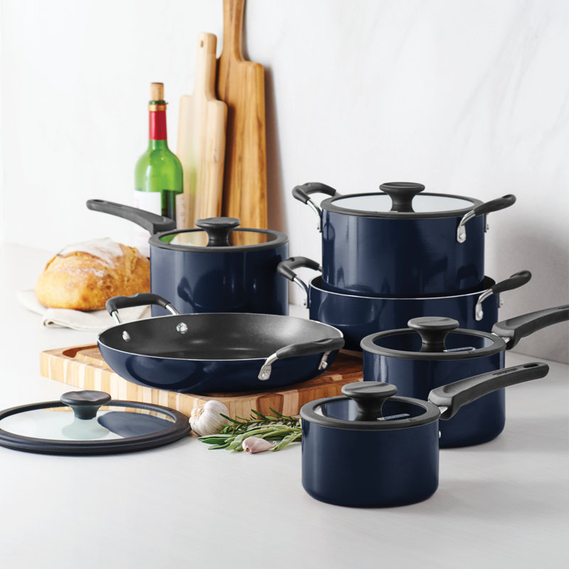 Tramontina Aluminum Non Stick 11 Pc Nesting Cookware Set, Navy