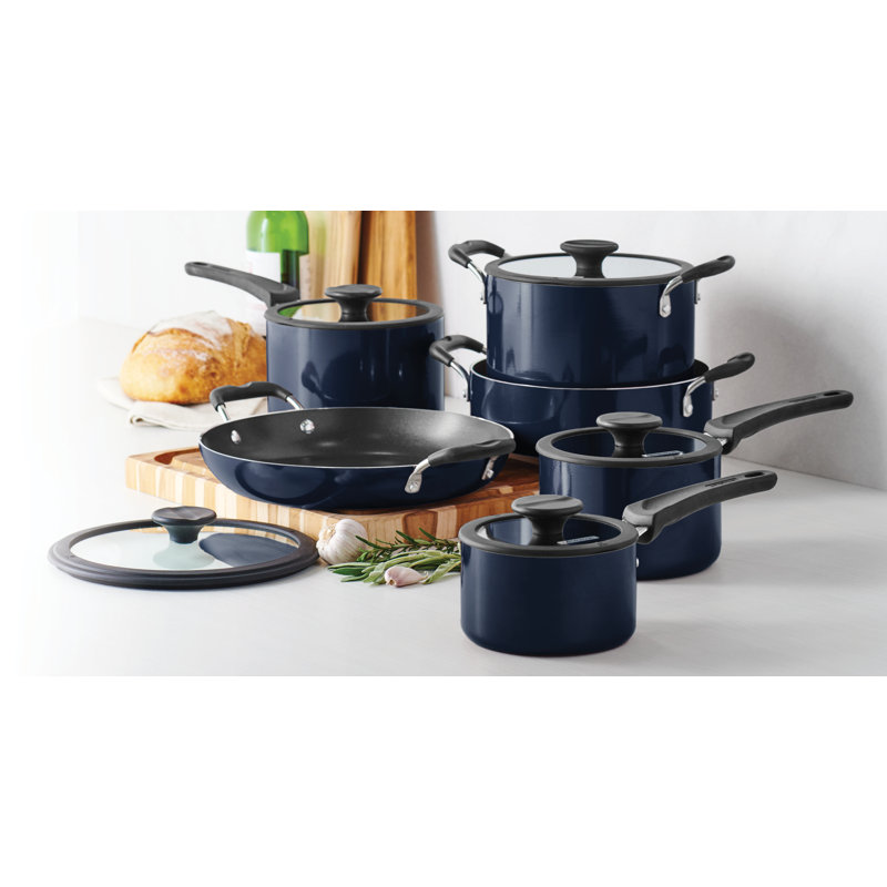 Tramontina Aluminum Non Stick 11 Pc Nesting Cookware Set, Navy