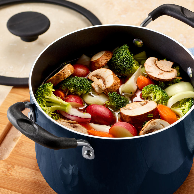 Tramontina Aluminum Non Stick 11 Pc Nesting Cookware Set, Navy