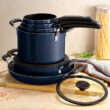 Tramontina Aluminum Non Stick 11 Pc Nesting Cookware Set, Navy