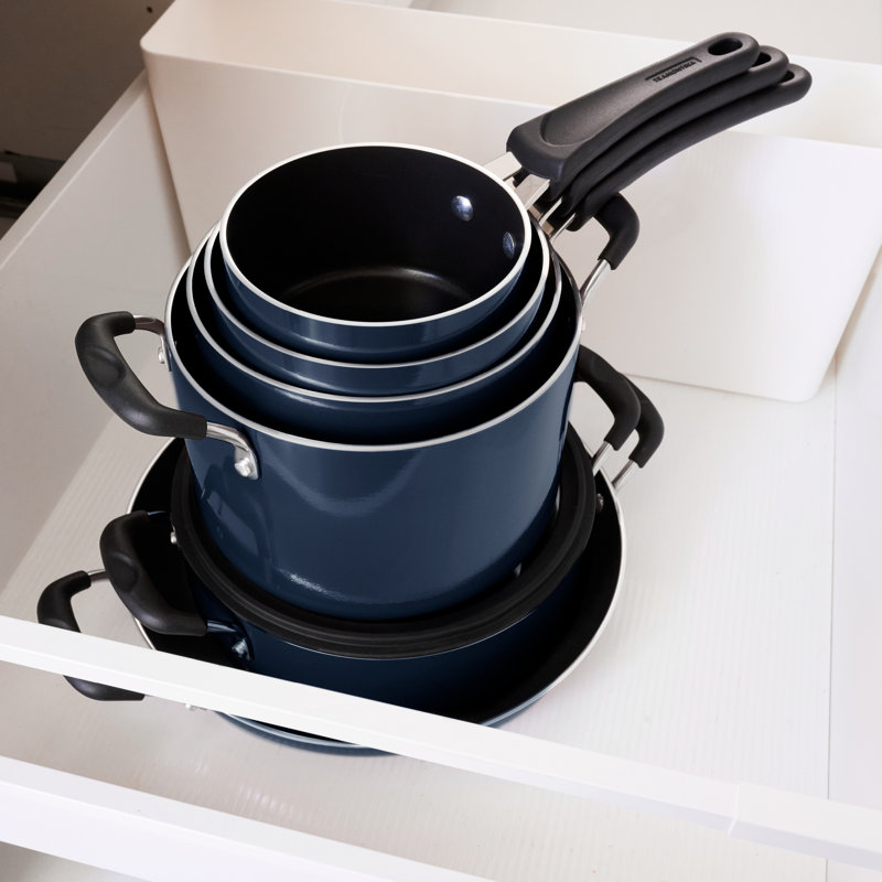 Tramontina Aluminum Non Stick 11 Pc Nesting Cookware Set, Navy