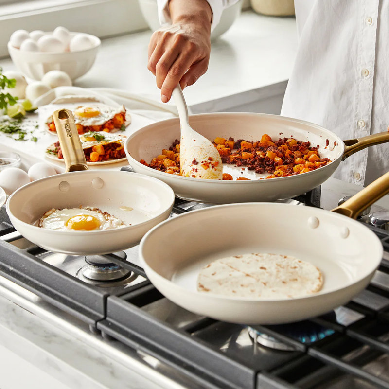 GreenPan Reserve Hard Anodized Healthy Ceramic Nonstick 10 Piece Cookware Set, Cream