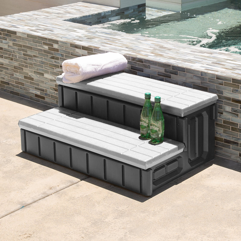 XtremepowerUS Spa Step with Storage Compartment and Slip-Resistant Treads XtremepowerUS Spa Step with Storage Compartment and Slip-Resistant Treads, Gray