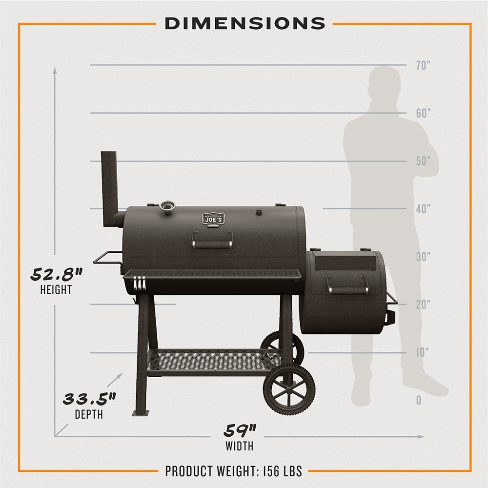 Oklahoma Joe's Highland 879-Sq. in Black Horizontal Charcoal Smoker Oklahoma Joe's Highland 879-Sq. in Black Horizontal Charcoal Smoker
