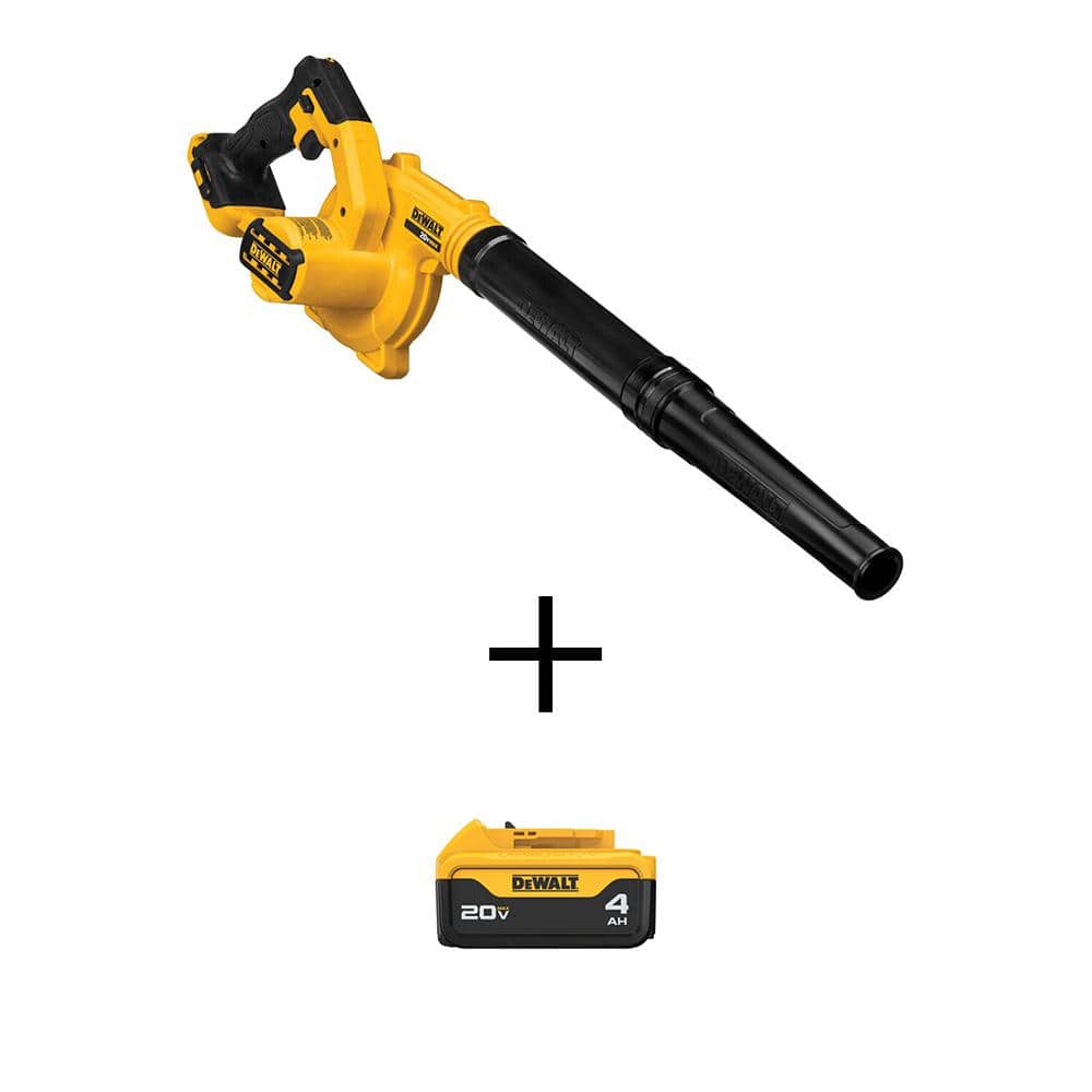 DEWALT 20V MAX Cordless Compact Jobsite Blower 135 MPH 100 CFM and (1) 20V MAX Premium Lithium-Ion 4.0Ah Battery DCE100BW204 DEWALT 20V MAX Cordless Compact Jobsite Blower 135 MPH 100 CFM and (1) 20V MAX Premium Lithium-Ion 4.0Ah Battery DCE100BW204