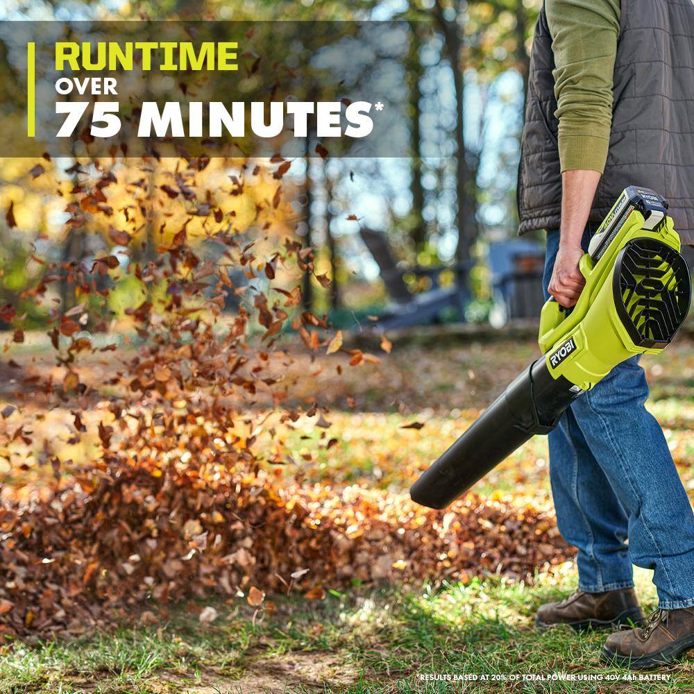 RYOBI 40V 120 MPH 550 CFM Cordless Battery Blower and Lawn and leaf bag with 4.0 Ah Battery and Charger RY40LB01K-AC04313