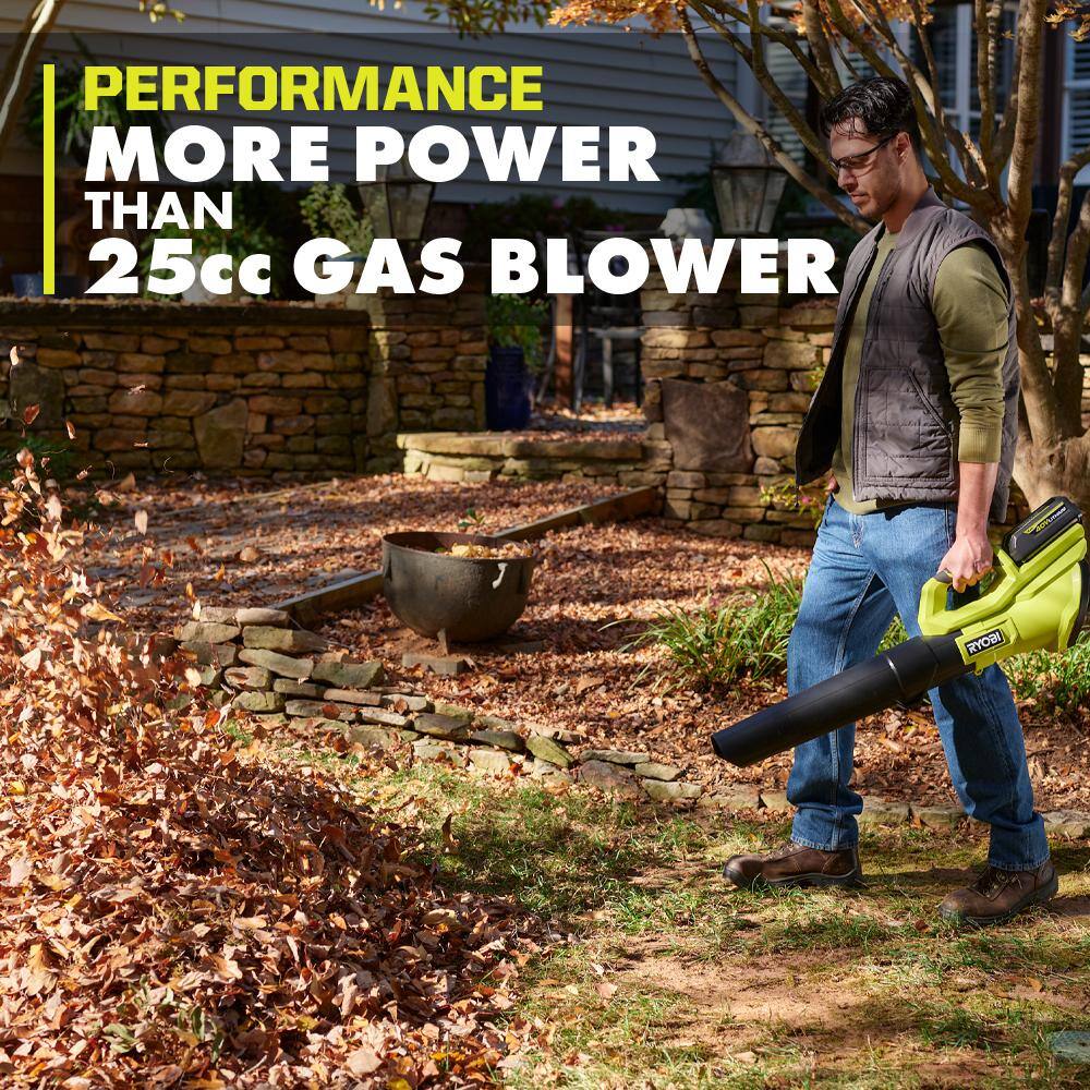 RYOBI 40V 120 MPH 550 CFM Cordless Battery Blower and Lawn and leaf bag with 4.0 Ah Battery and Charger RY40LB01K-AC04313
