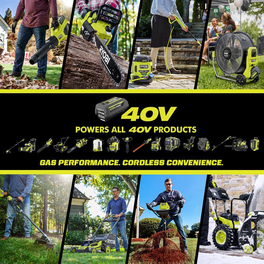 RYOBI 40V 120 MPH 550 CFM Cordless Battery Blower and Lawn and leaf bag with 4.0 Ah Battery and Charger RY40LB01K-AC04313