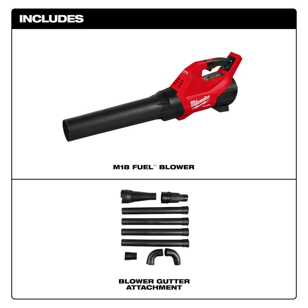 Milwaukee M18 FUEL 120 MPH 500 CFM 18V Lithium-Ion Brushless Cordless Handheld Blower with Gutter Attachment 3017-20-49-16-2790