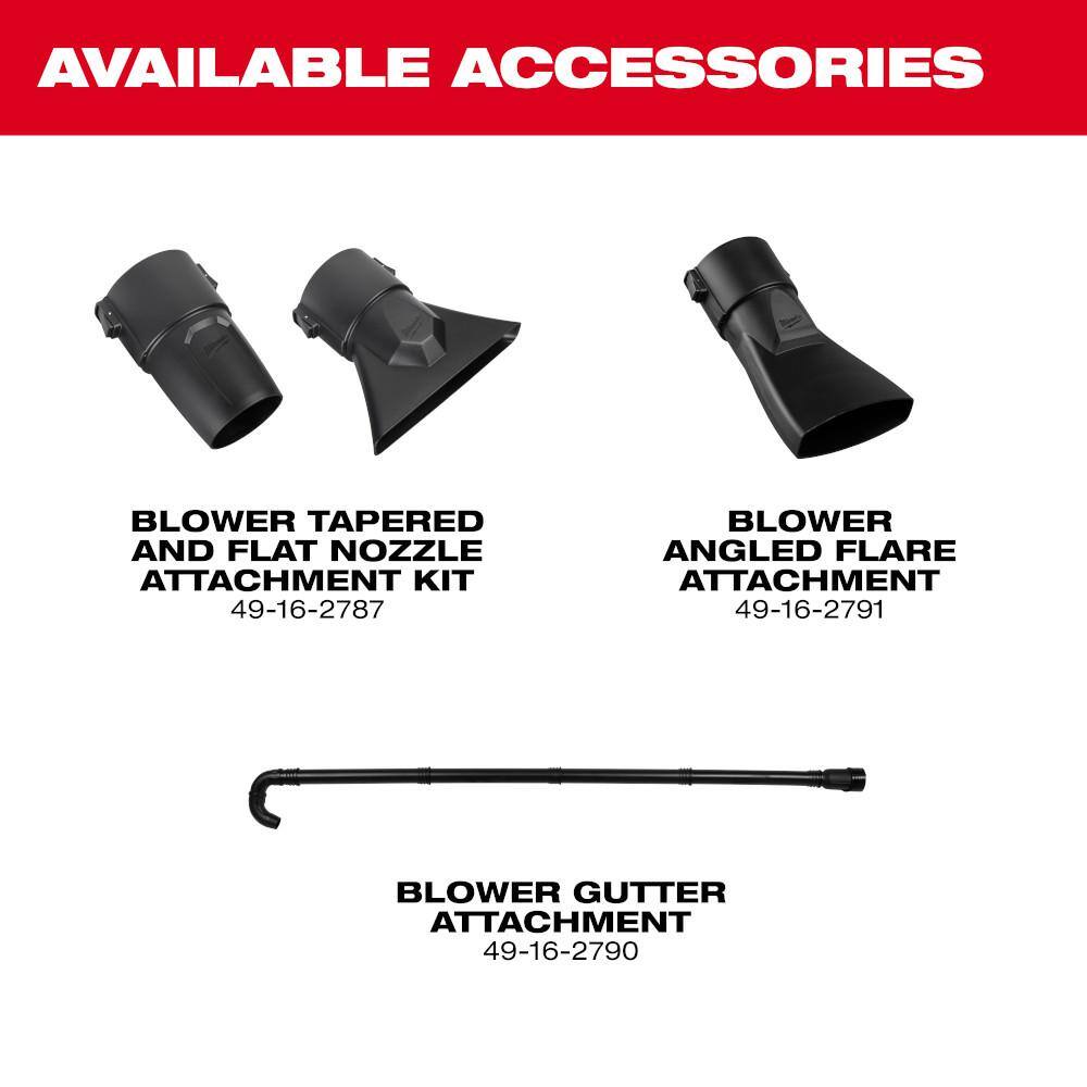 Milwaukee M18 FUEL 120 MPH 500 CFM 18V Lithium-Ion Brushless Cordless Handheld Blower with Gutter Attachment 3017-20-49-16-2790