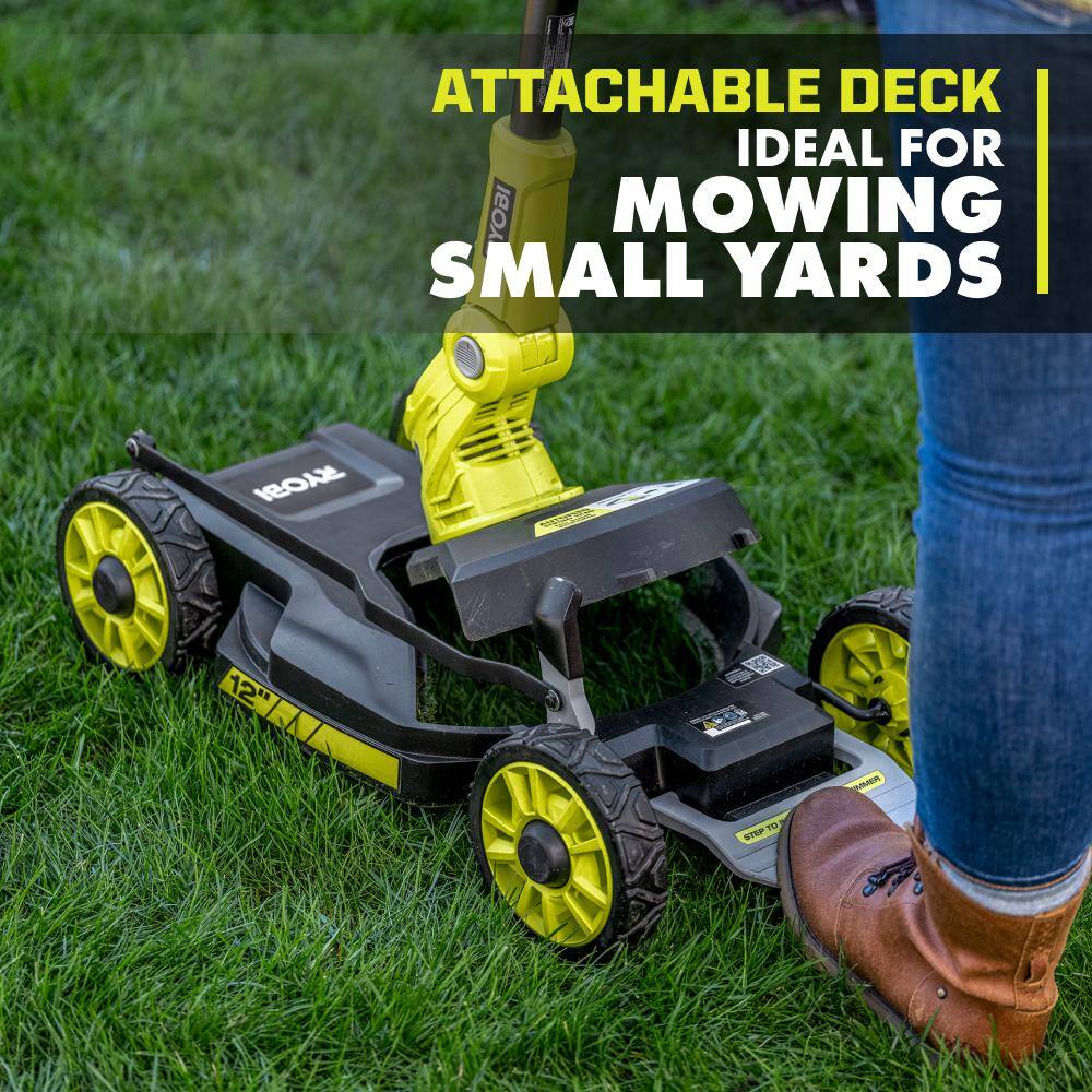 RYOBI ONE+ 18V 12 in. Cordless Battery 3-in-1 Mower, String Trimmer, and Edger (Tool Only) P20016BTL RYOBI ONE+ 18V 12 in. Cordless Battery 3-in-1 Mower, String Trimmer, and Edger (Tool Only) P20016BTL