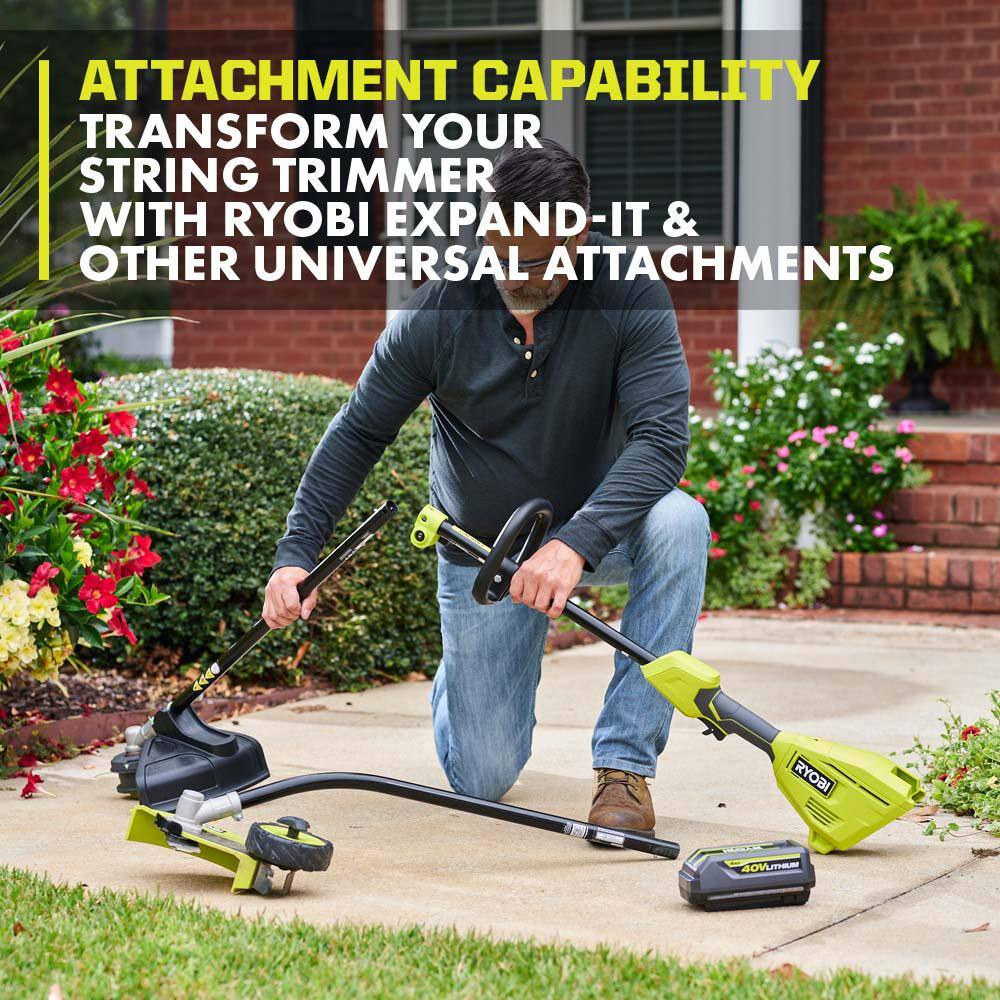 RYOBI 40V 15 in. Expand-It Cordless Battery Attachment Capable String Trimmer &. 080 Pre-Cut Line w/ 4.0 Ah Battery & Charger RY40ST01K-AC0580PCL