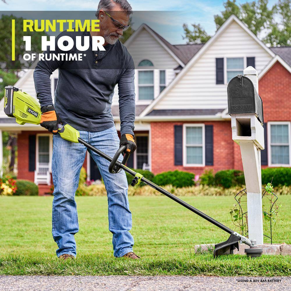 RYOBI 40V 15 in. Expand-It Cordless Battery Attachment Capable String Trimmer &. 080 Pre-Cut Line w/ 4.0 Ah Battery & Charger RY40ST01K-AC0580PCL