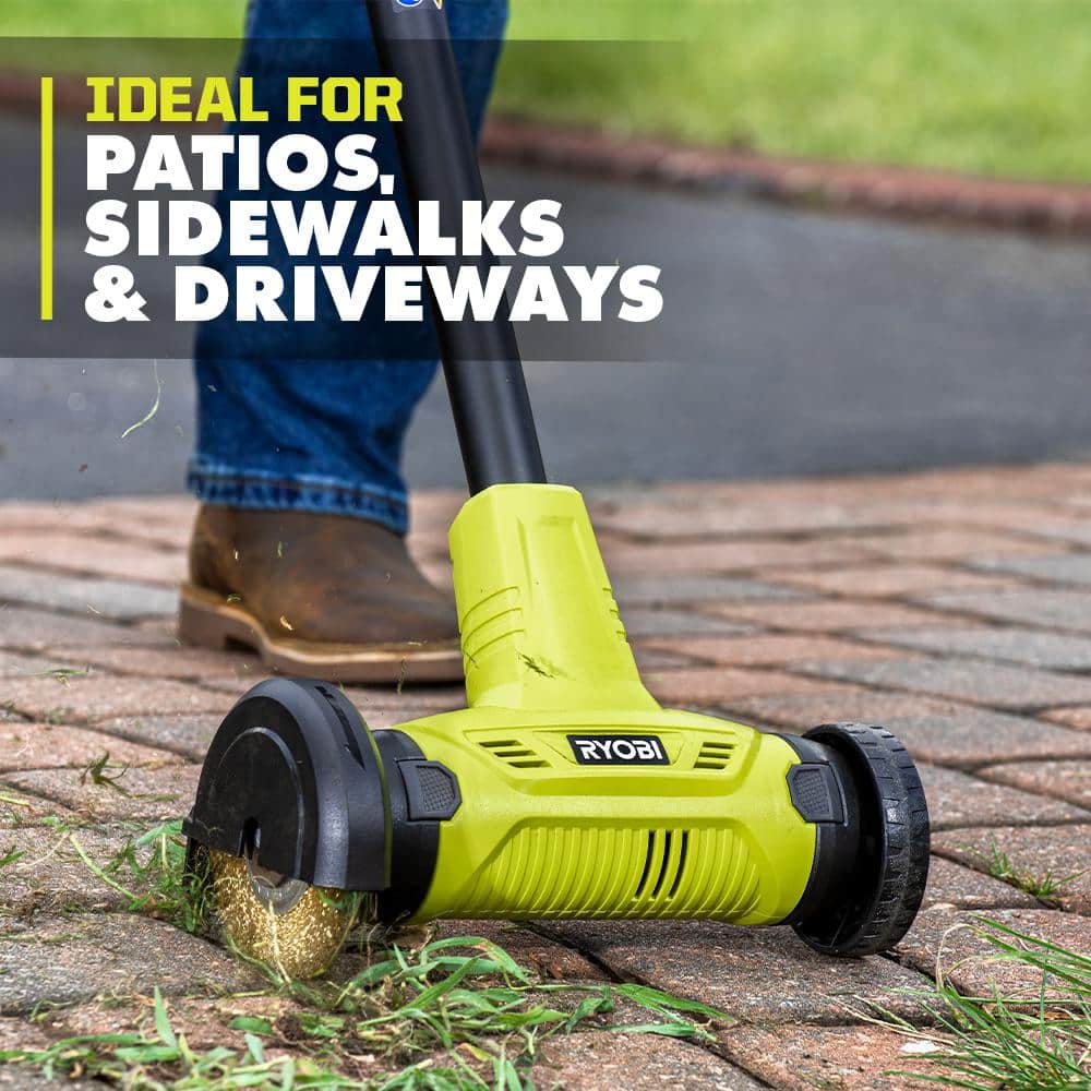 RYOBI ONE+ 18V Patio Cleaner with Wire Brush Edger with 2.0 Ah Battery and Charger P2950 RYOBI ONE+ 18V Patio Cleaner with Wire Brush Edger with 2.0 Ah Battery and Charger P2950