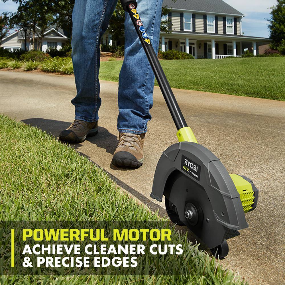 RYOBI ONE+ 18V 9 in. Cordless Battery Edger (Tool Only) with Extra Edger Blade P2300BTL-AC04215