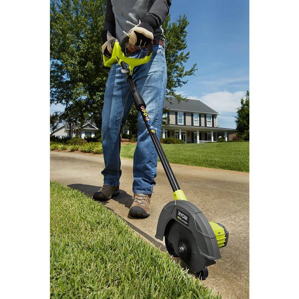 RYOBI ONE+ 18V Cordless Battery Edger with Extra Edger Blade, 2.0 Ah Battery and Charger P2310-AC04215 RYOBI ONE+ 18V Cordless Battery Edger with Extra Edger Blade, 2.0 Ah Battery and Charger P2310-AC04215