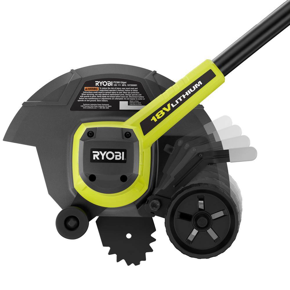 RYOBI ONE+ 18V Cordless Battery Edger with Extra Edger Blade, 2.0 Ah Battery and Charger P2310-AC04215 RYOBI ONE+ 18V Cordless Battery Edger with Extra Edger Blade, 2.0 Ah Battery and Charger P2310-AC04215