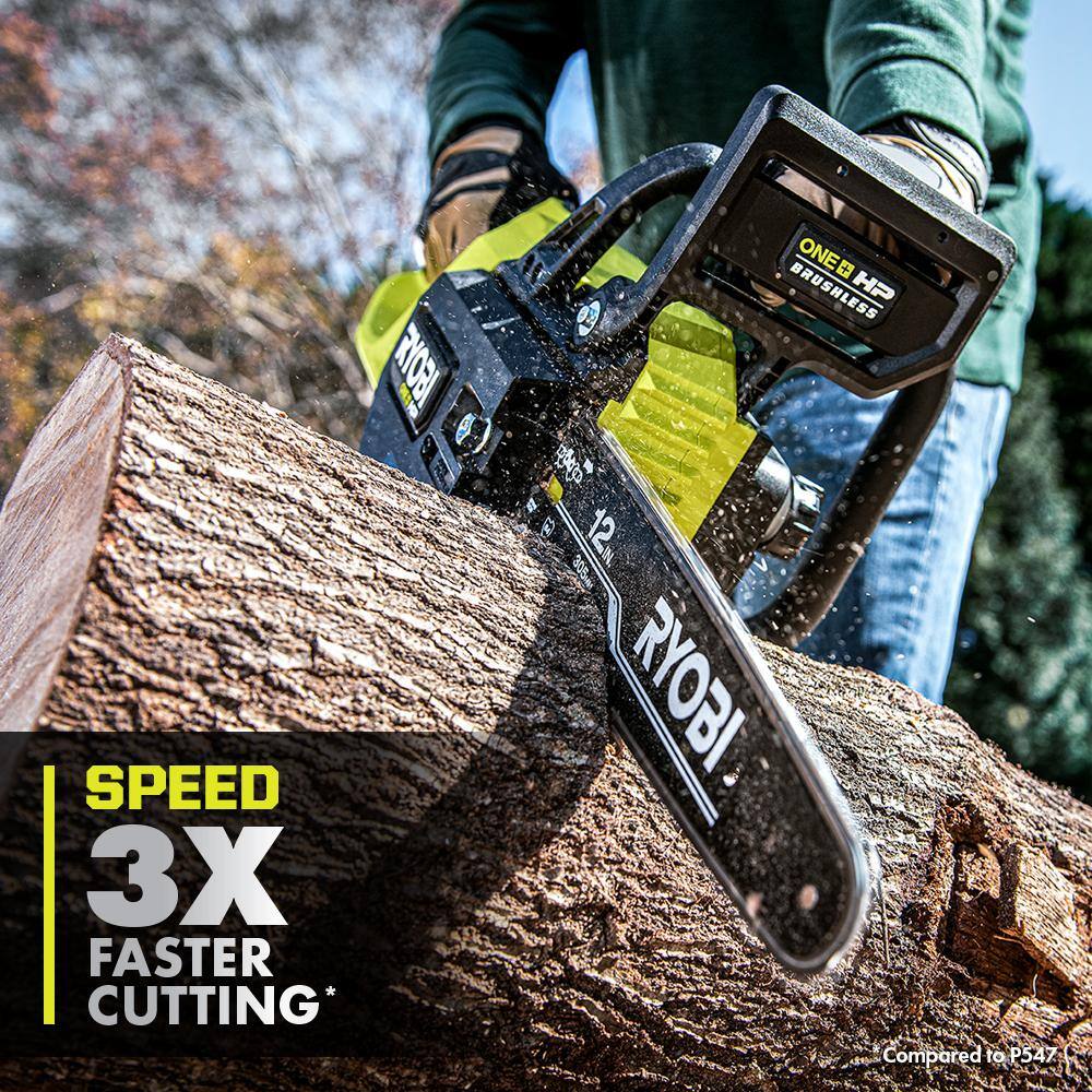 RYOBI ONE+ HP 18V Brushless Whisper Series 12 in. Battery Chainsaw (Tool Only) P2507BTL RYOBI ONE+ HP 18V Brushless Whisper Series 12 in. Battery Chainsaw (Tool Only) P2507BTL