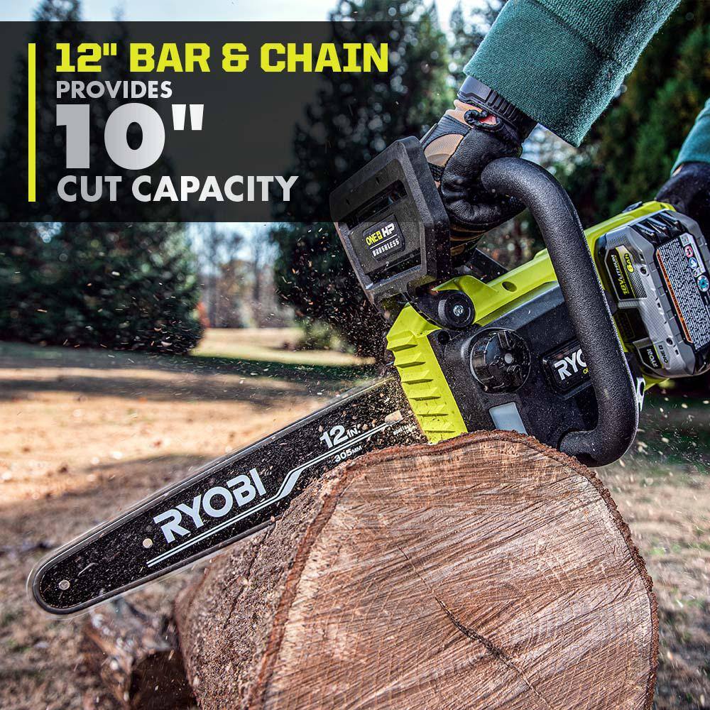 RYOBI ONE+ HP 18V Brushless Whisper Series 12 in. Battery Chainsaw (Tool Only) P2507BTL RYOBI ONE+ HP 18V Brushless Whisper Series 12 in. Battery Chainsaw (Tool Only) P2507BTL