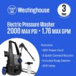 Westinghouse 2000 PSI 1.76 GPM Cold Water Electric Powered Pressure Washer with Anti-Tipping Technology and 2 Quick Connect Tips ePX3030 Westinghouse 2000 PSI 1.76 GPM Cold Water Electric Powered Pressure Washer with Anti-Tipping Technology and 2 Quick Connect Tips ePX3030