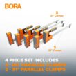 BORA Steel Parallel Clamp Set (4-Piece) 571550I