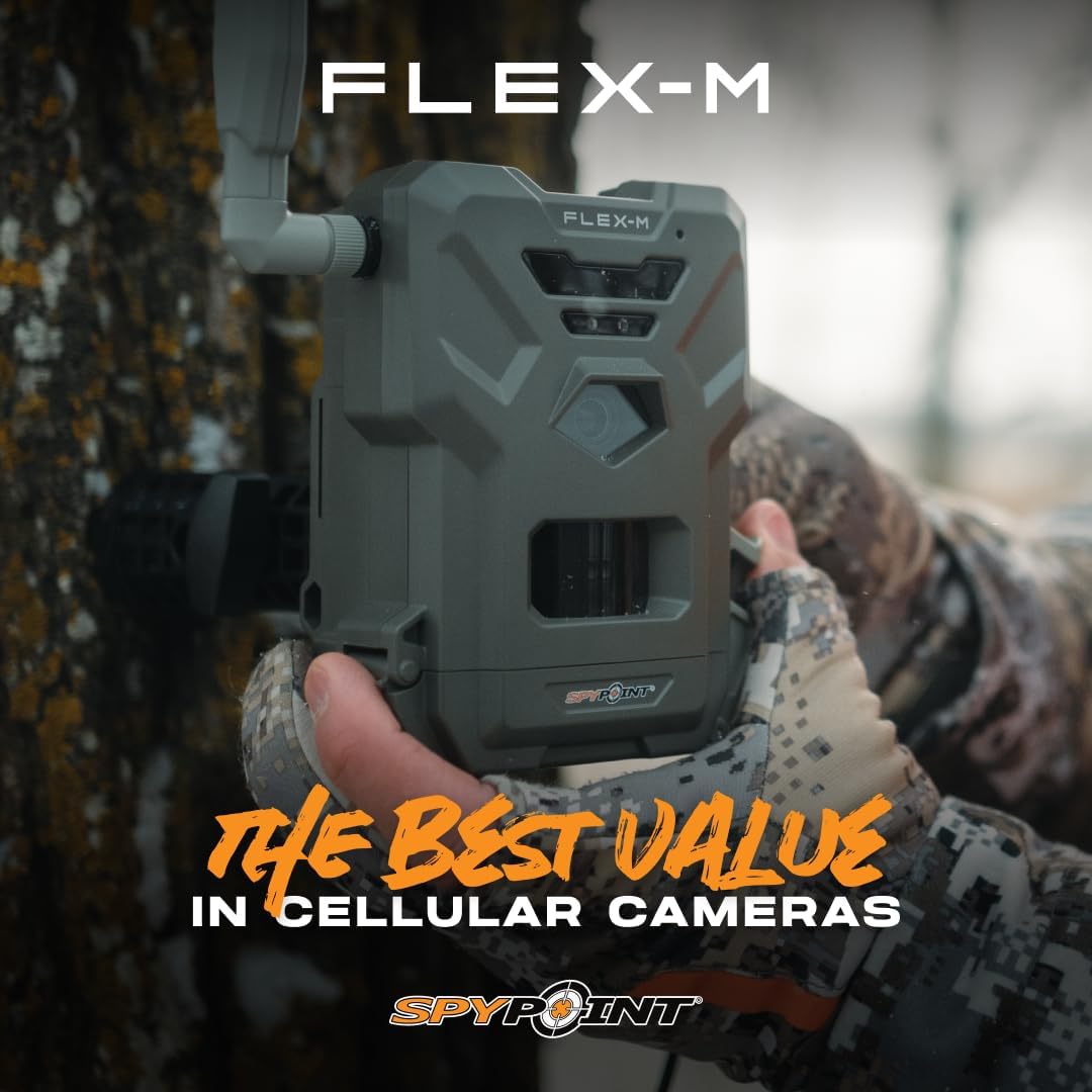 SPYPOINT Flex-M Twin Pack Cellular Trail Cameras SPYPOINT Flex-M Twin Pack Cellular Trail Cameras - Best Hunting Accessories, No WiFi Needed, GPS, Night Vision, Dual-Sim LTE, IP65 Water-Resistant Game Camera, 28MP Photos, 720p Videos + Sound (2)
