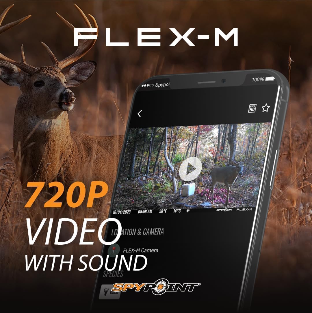 SPYPOINT Flex-M Twin Pack Cellular Trail Cameras SPYPOINT Flex-M Twin Pack Cellular Trail Cameras - Best Hunting Accessories, No WiFi Needed, GPS, Night Vision, Dual-Sim LTE, IP65 Water-Resistant Game Camera, 28MP Photos, 720p Videos + Sound (2)