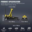 SKYSHALO Floor Jack, 3 Ton Low Profile Floor Jack, Heavy-duty Steel Racing Floor Jack, Floor Jack Lifting Range 3.35-19.69 in. SGWSQJDTZSG3T59SHV0-S0115
