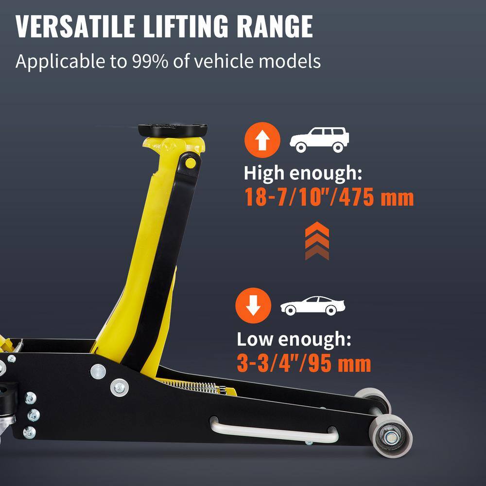 SKYSHALO Floor Jack, 2.5 Ton Low Profile Floor Jack, Aluminum and Steel Racing Floor Jack with Dual Pistons Quick Lift Pump SGWSQJDLTS25T8L53V0-S0110