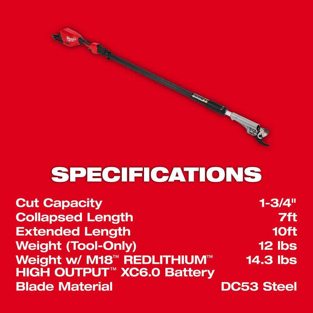 Milwaukee M18 Brushless 18-Volt Lithium-Ion Cordless Telescoping Pole Pruning Shears Saw (Tool-Only) 3008-20 Milwaukee M18 Brushless 18-Volt Lithium-Ion Cordless Telescoping Pole Pruning Shears Saw (Tool-Only) 3008-20