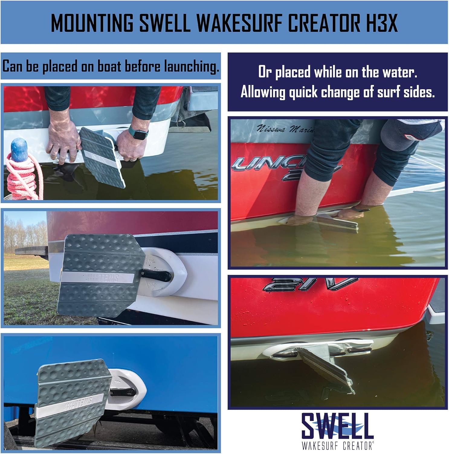 SWELL Wakesurf Creator H3X - High Performance Wake Shaper - Rotating with Hydrodynamic Texture SWELL Wakesurf Creator H3X - High Performance Wake Shaper - Rotating with Hydrodynamic Texture