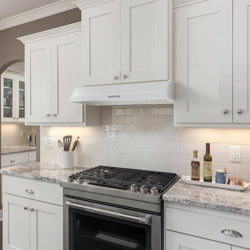 Vissani Caprelo 30 in. 320 CFM Convertible Under Cabinet Range Hood in White with LED Lighting and Charcoal Filter QR254WY