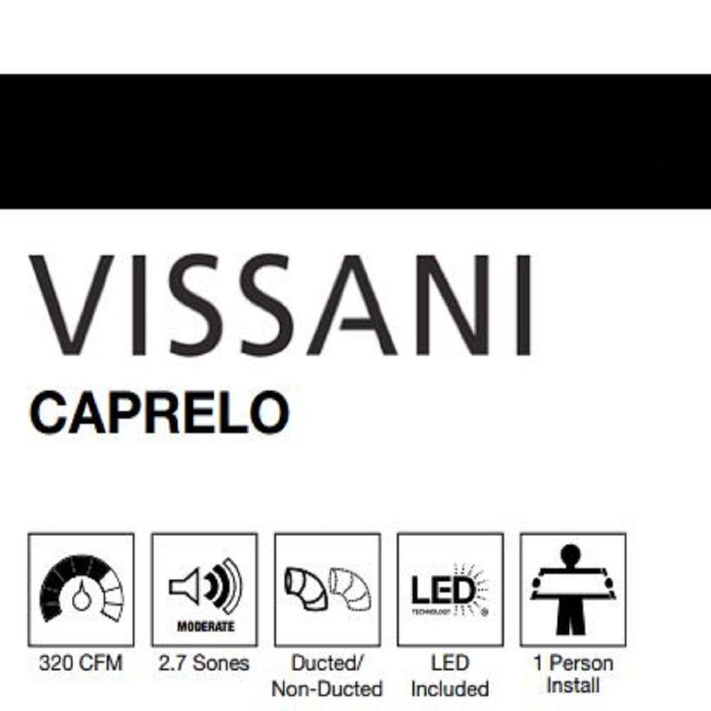 Vissani Caprelo 30 in. 320 CFM Convertible Under Cabinet Range Hood in White with LED Lighting and Charcoal Filter QR254WY