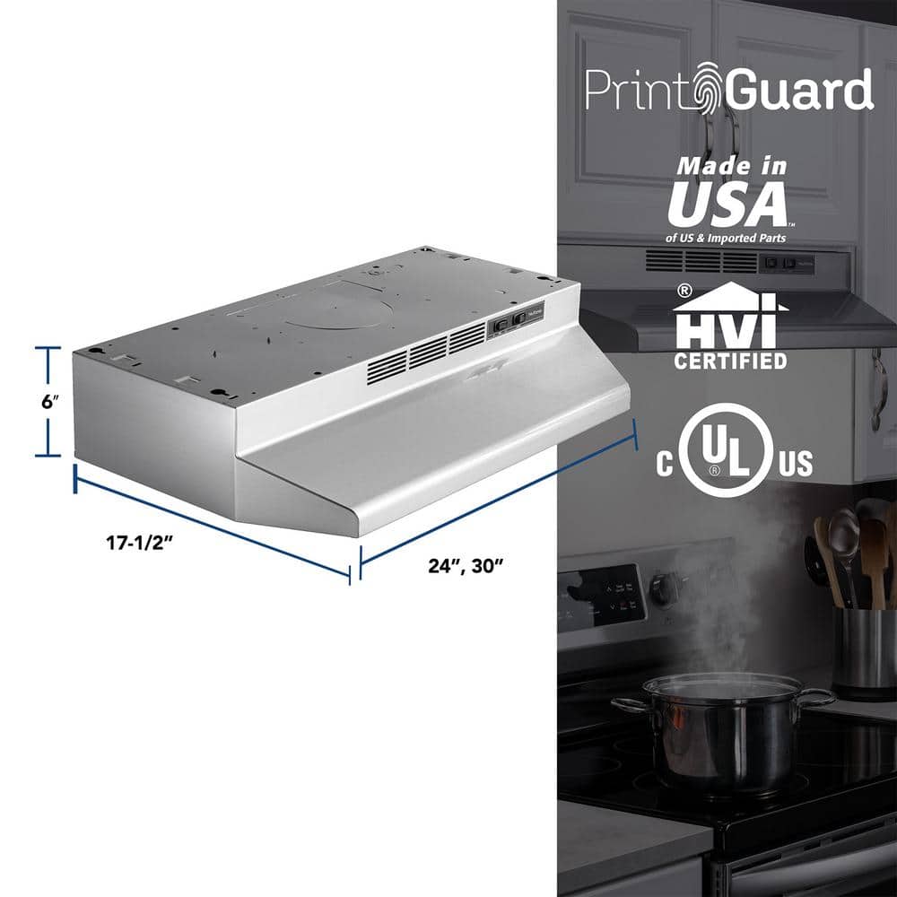 Broan-NuTone RL6200 Series 30-Inch Ductless Under-Cabinet Range Hood, Stainless Steel Finish RL6230SF