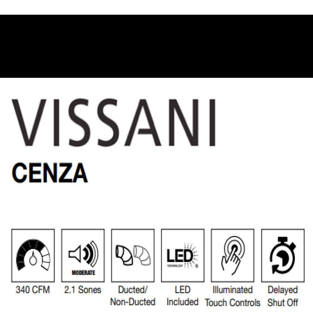 Vissani Cenza 30 in. 340 CFM Convertible Under Cabinet Range Hood in Stainless Steel with Electronic Touch Controls QR255S
