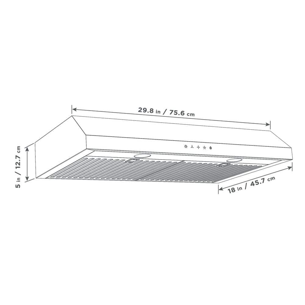 Vissani Cenza 30 in. 340 CFM Convertible Under Cabinet Range Hood in Stainless Steel with Electronic Touch Controls QR255S
