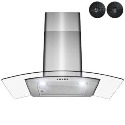 Golden Vantage 30 in. Convertible Wall Mount Range Hood with LEDs, Push Control and Carbon Filters in Stainless Steel RH0454