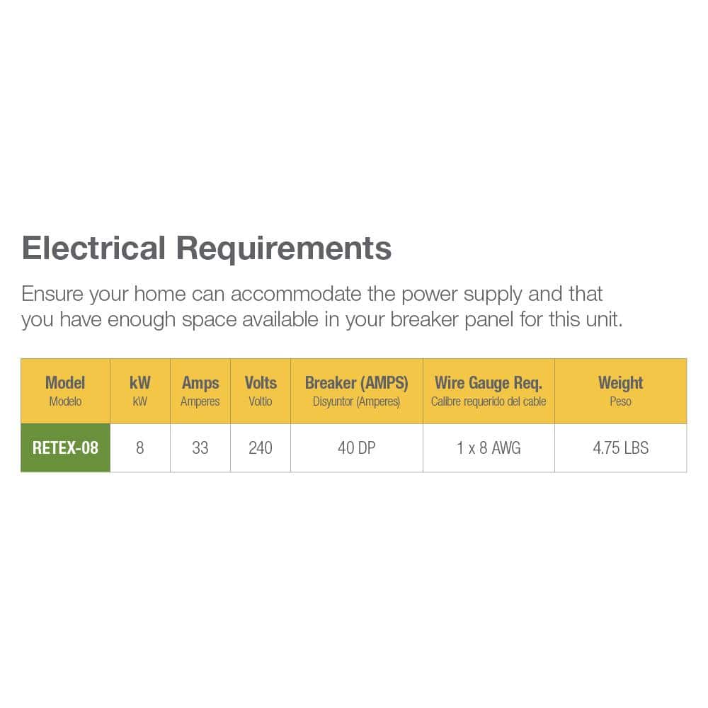 Rheem Performance 8 kW 1.55 GPM 240-Volt Self-Modulating Electric Tankless Water Heater RETEX-08 Rheem Performance 8 kW 1.55 GPM 240-Volt Self-Modulating Electric Tankless Water Heater RETEX-08