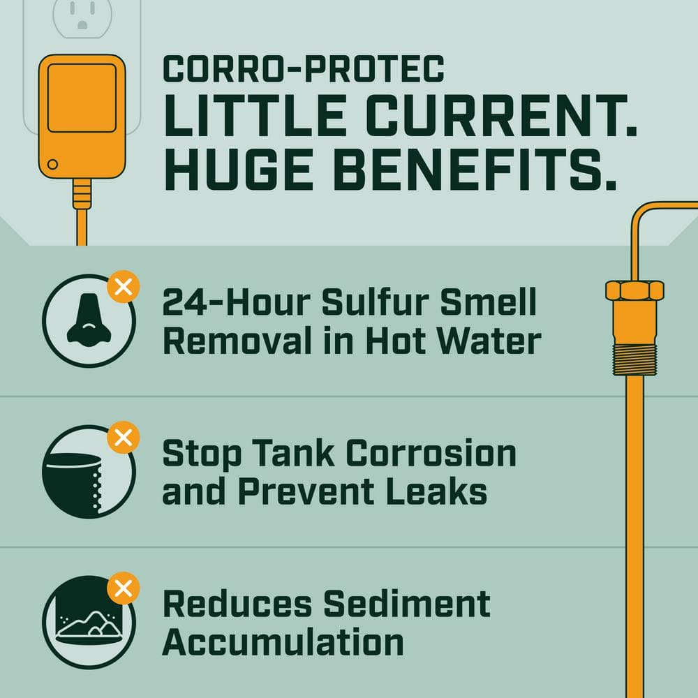 CORRO-PROTEC Powered Anode Rod for Bradford White Water Heater and Hot Water Outlet CORRO-PROTEC Powered Anode Rod for Bradford White Water Heater and Hot Water Outlet, Stops Odors and Corrosion, 20-year warranty 96383