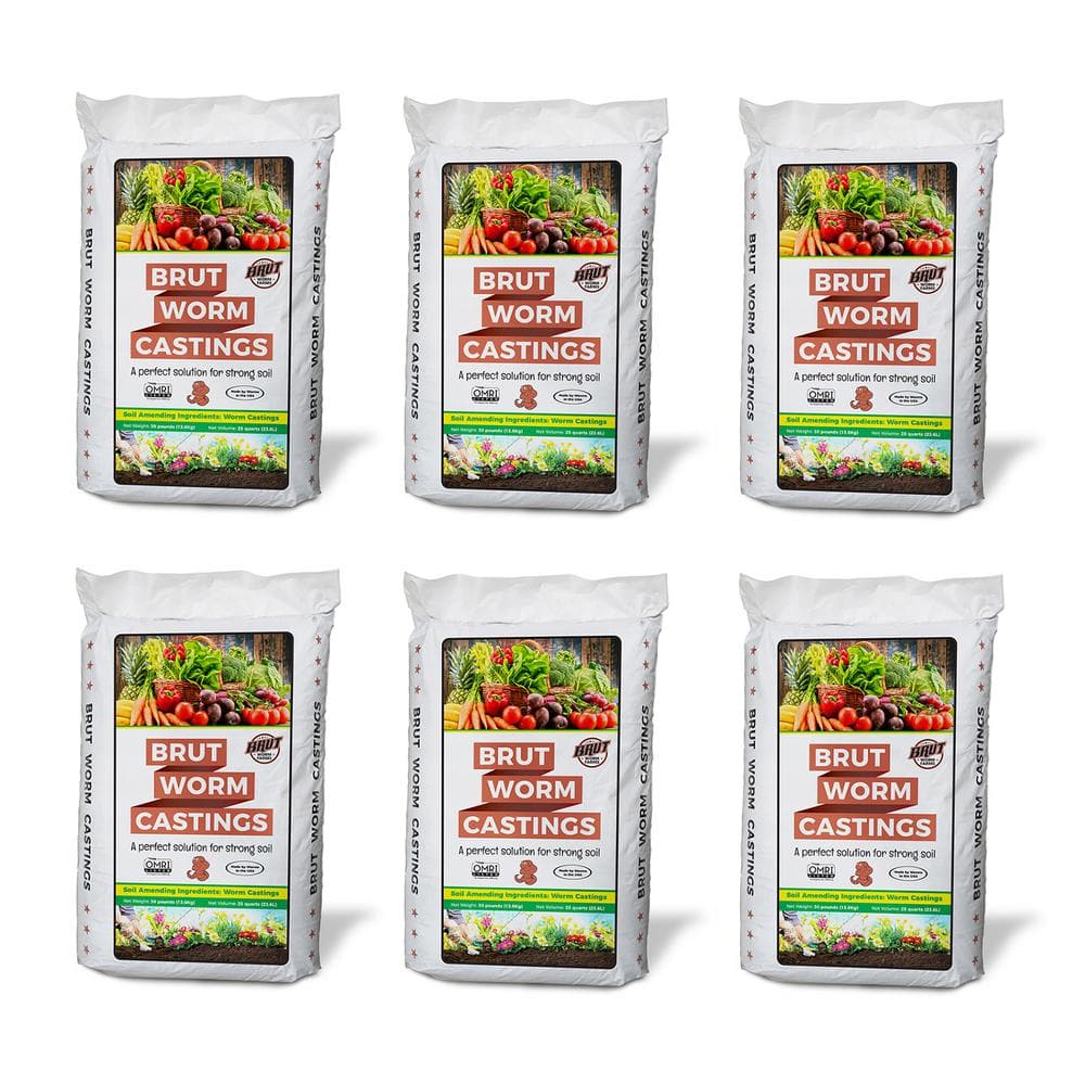 Brut Worm Farms Organic Worm Castings Soil Builder, 30 lbs. Bag (6-Pack) 6 x IC-PNPE-MSK3 Brut Worm Farms Organic Worm Castings Soil Builder, 30 lbs. Bag (6-Pack) 6 x IC-PNPE-MSK3
